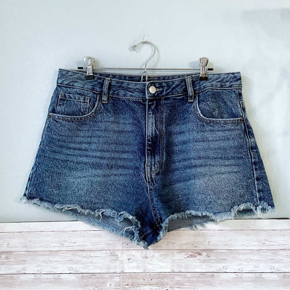 PacSun | High Waist Festival Jean Shorts Medium Blue Distressed Size 30
